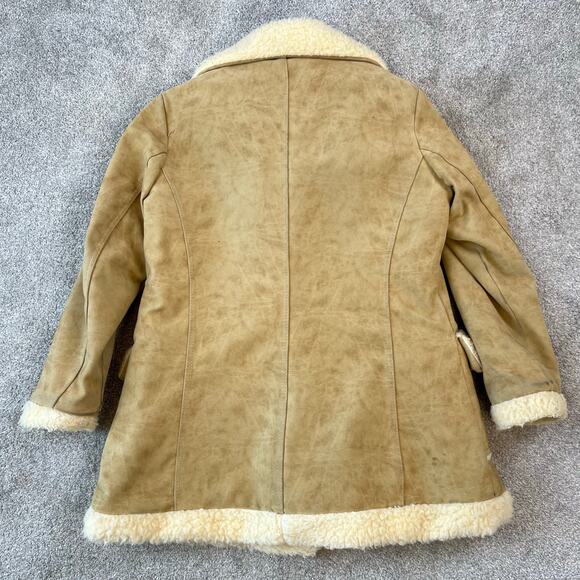 Vintage Women's 70's Wiman Vinyl Suede Button Front Sherpa Coat (Sz M) - Picture 10 of 15